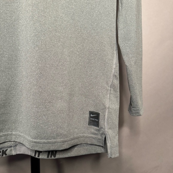 Nike Pro Dri-Fit Men's Gray Long Sleeve Compression Training Shirt Top Size L - Picture 4 of 9